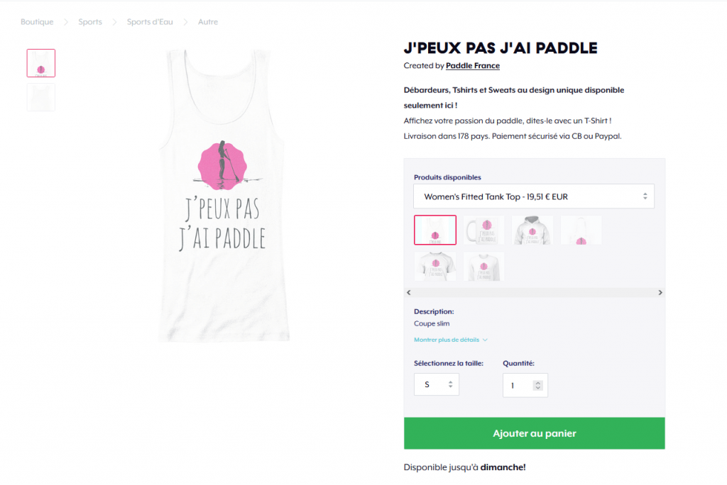 Teeshirt j'peux pas j'ai paddle