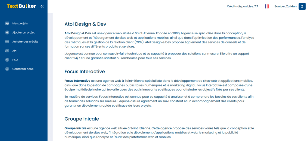 Exemple seo local textbulker