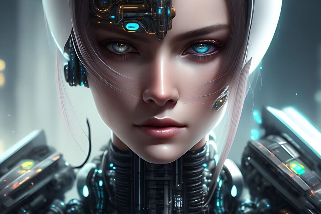 personnage de fiction, femme au regard perçant - image par Fotor GoArt