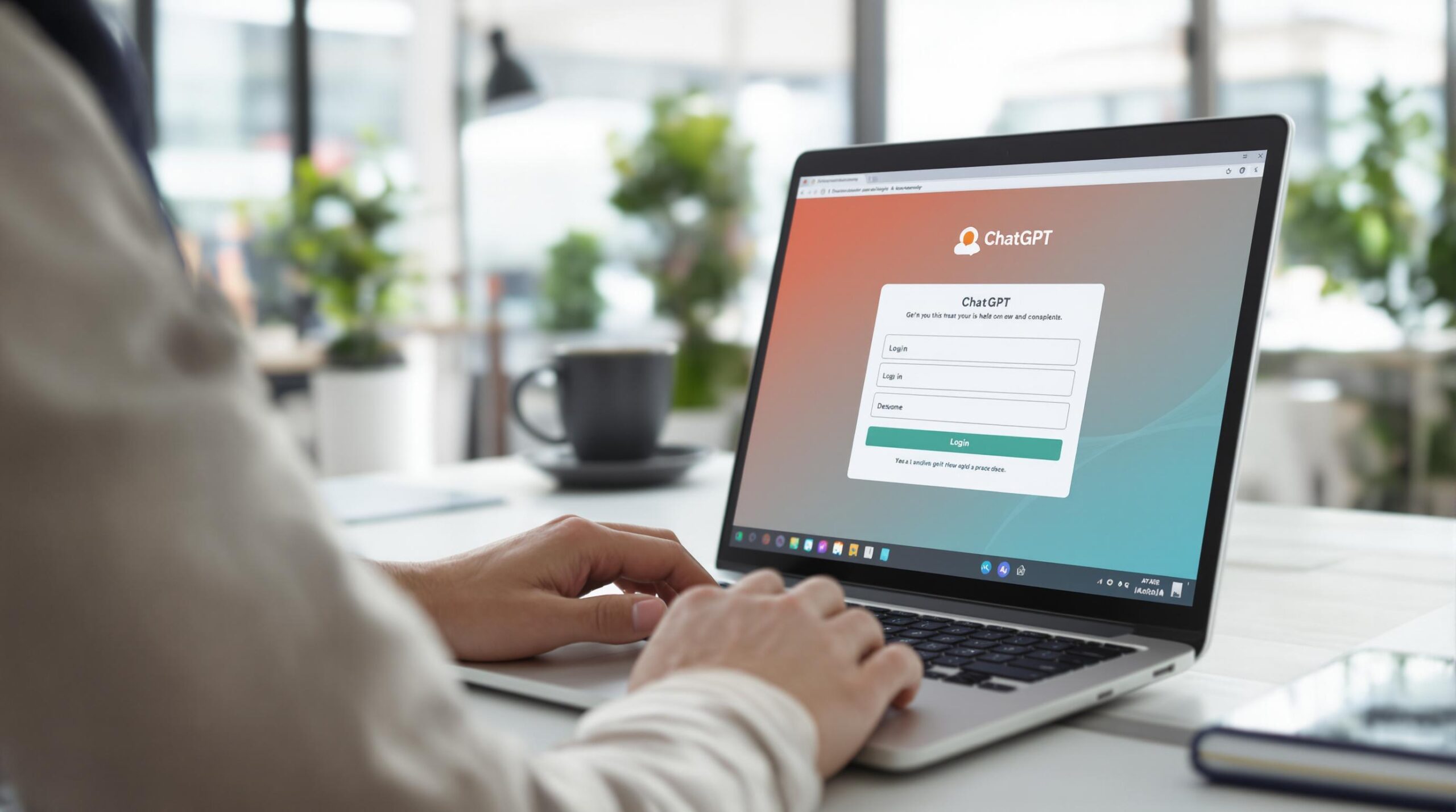 Personne se connectant à ChatGPT sur un ordinateur portable