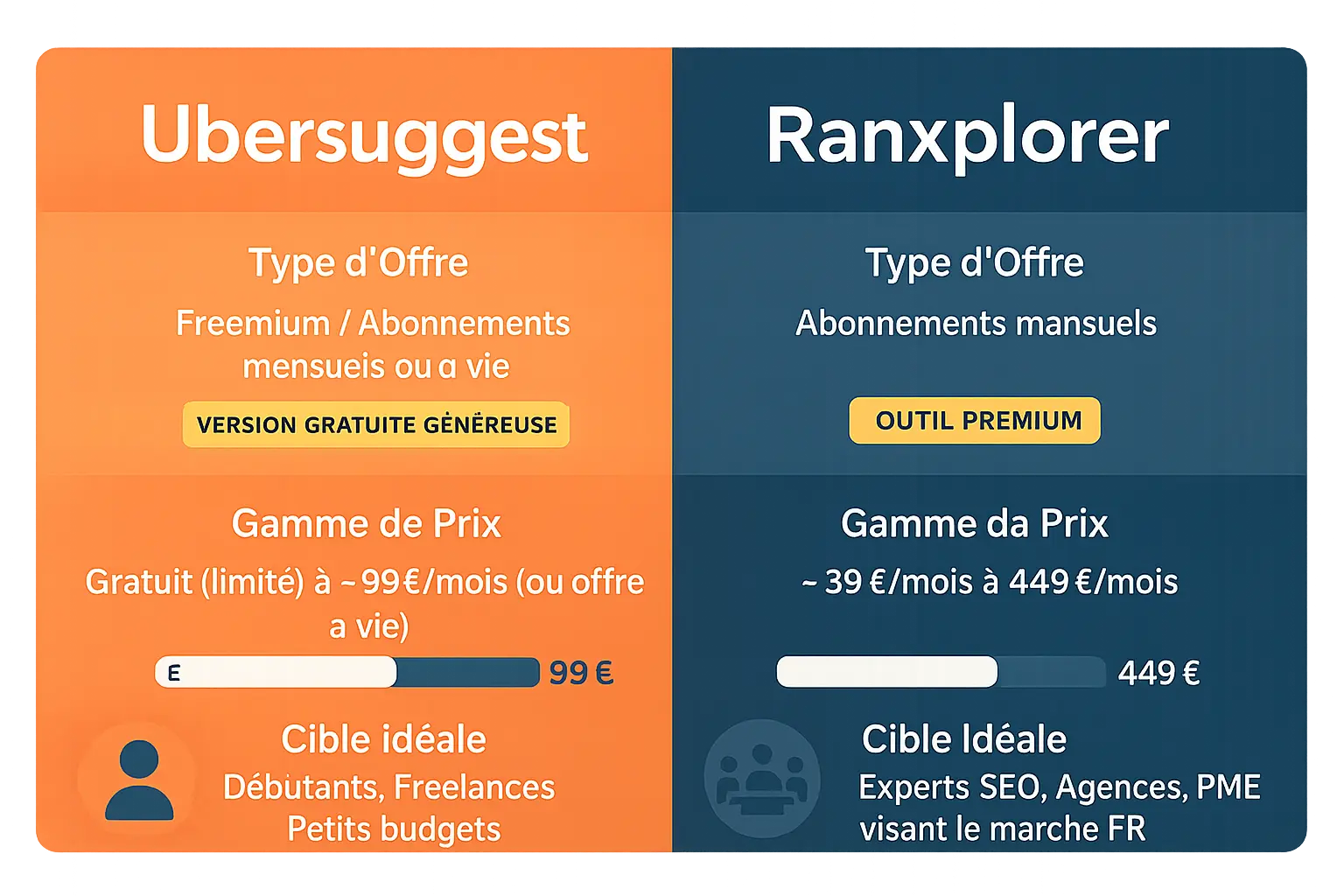Illustration comparaison Ubersuggest et Ranxplorer