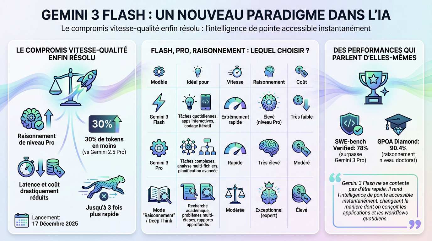Illustration de Gemini 3 Flash montrant la vitesse et l'intelligence artificielle