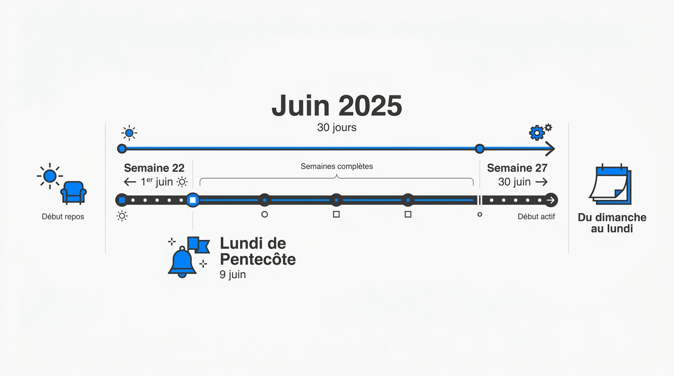 Calendrier épuré de juin 2025 au design scandinave