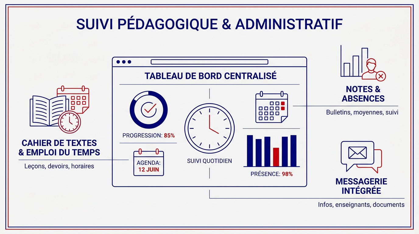 Interface de gestion du suivi pédagogique et administratif sur Scolinfo