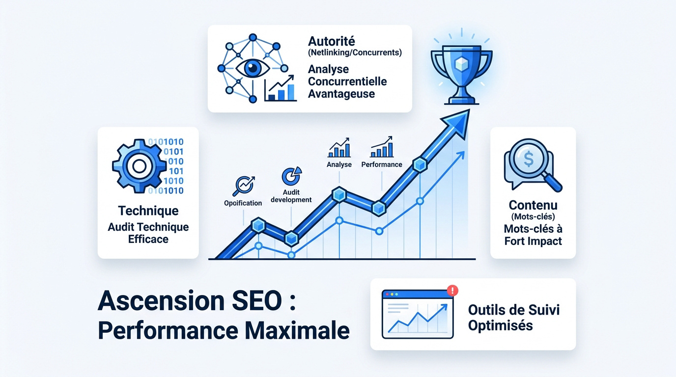 Infographie détaillant les étapes de l'ascension SEO pour une performance business optimale