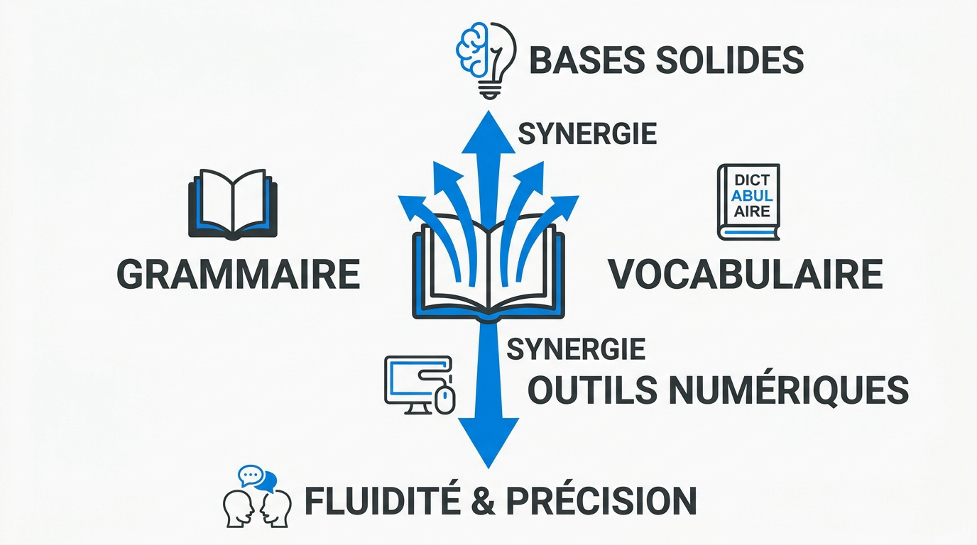 Livres de grammaire et outils numériques pour apprendre une langue
