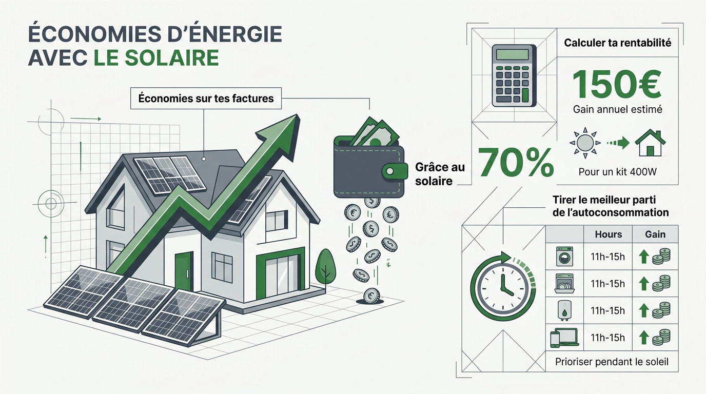 graphique montrant les économies d'énergie réalisées grâce à l'installation de panneaux solaires