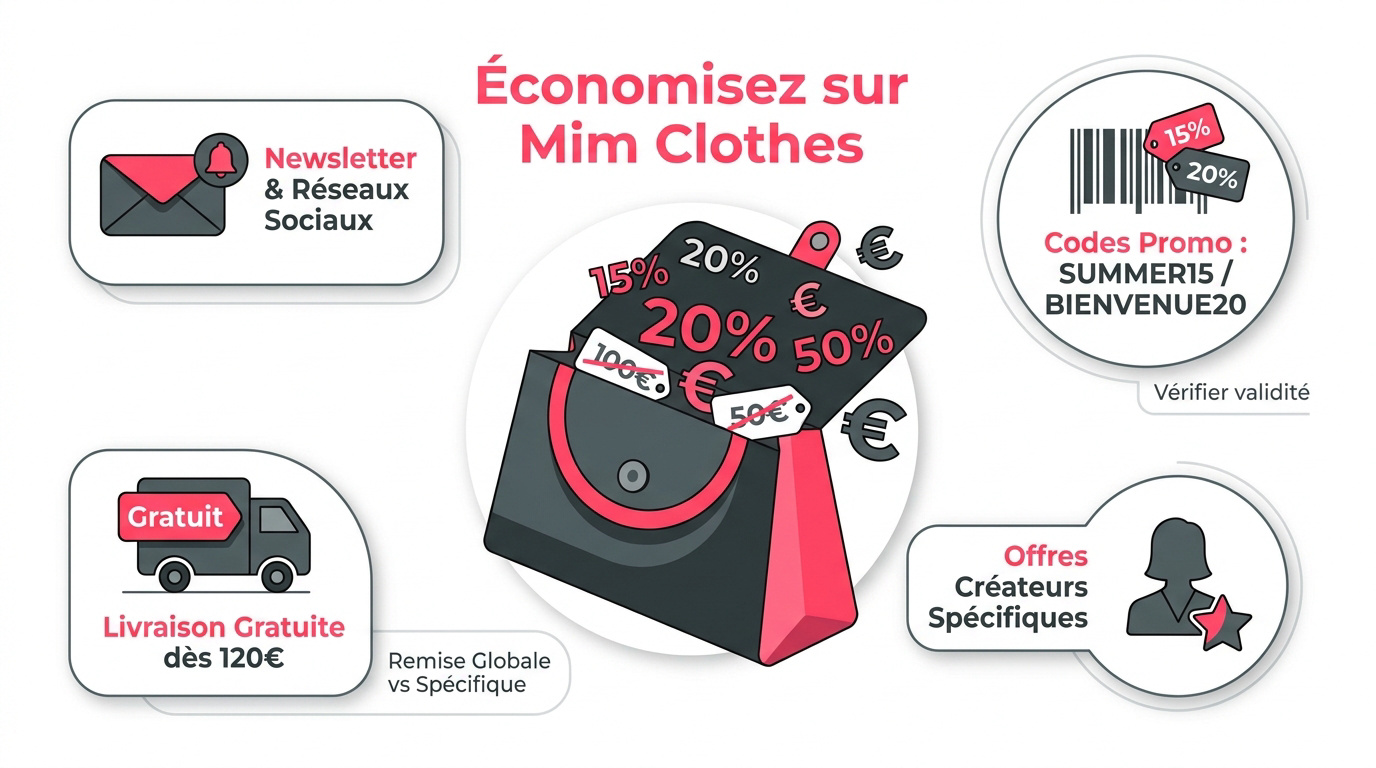 Infographie des astuces pour économiser sur la boutique Mim Clothes