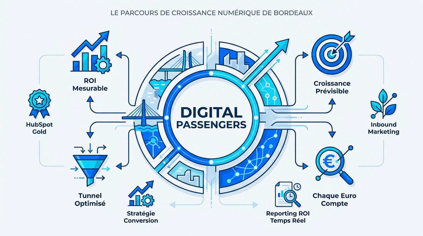 Parcours de croissance numérique avec l'agence Digital Passengers à Bordeaux