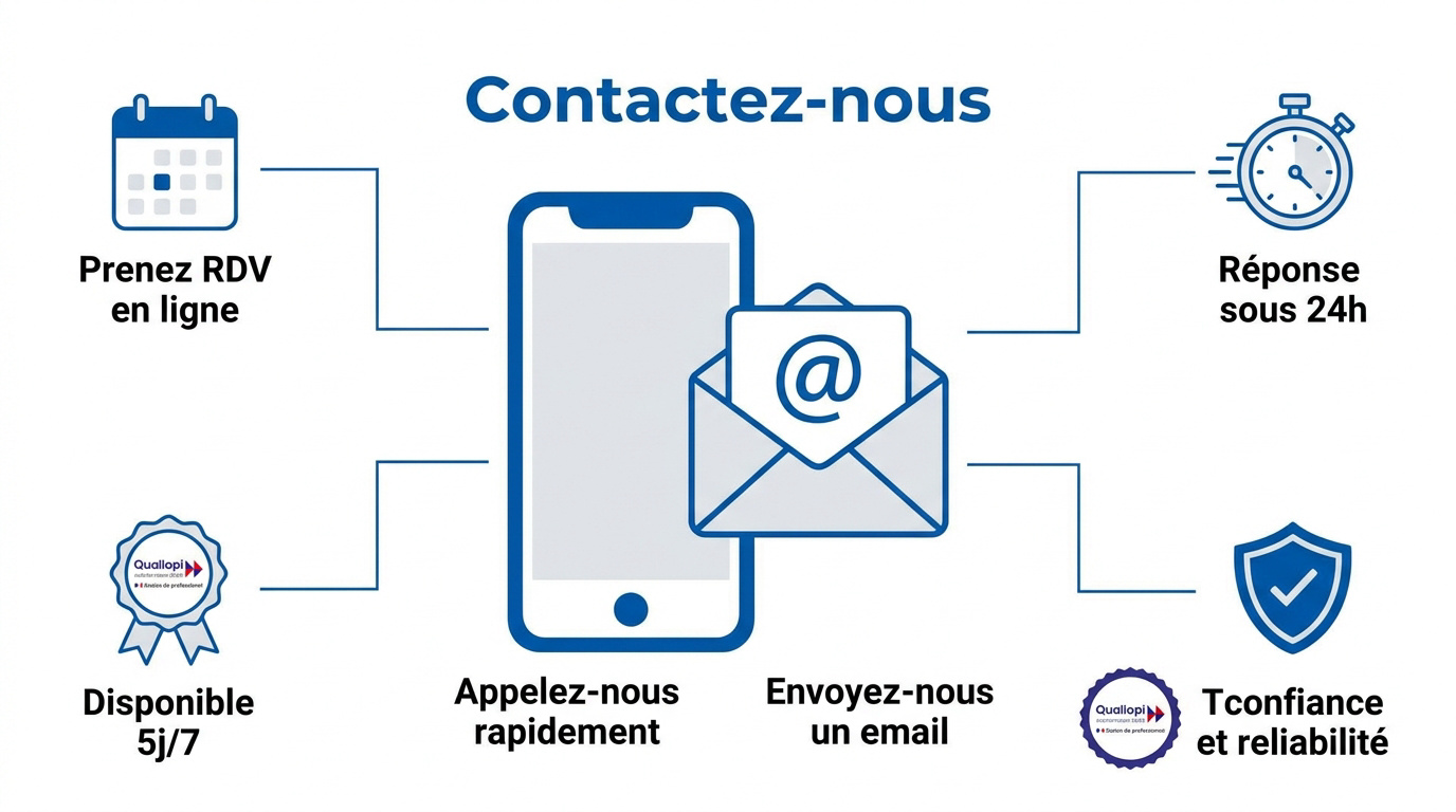 Moyens de contact pour joindre ClubFormationDigital par téléphone ou email