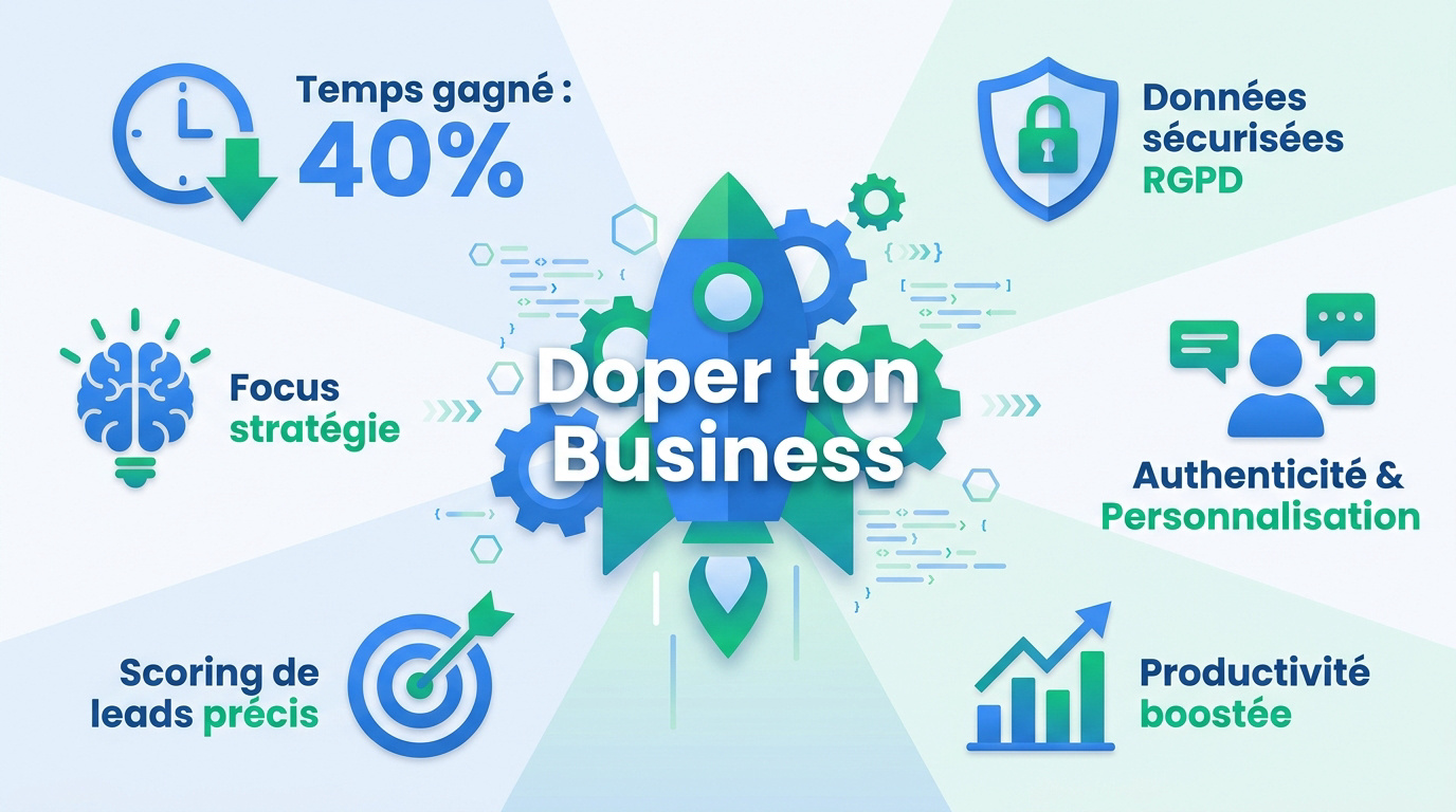 Infographie sur l'automatisation IA et le marketing digital pour doper son business