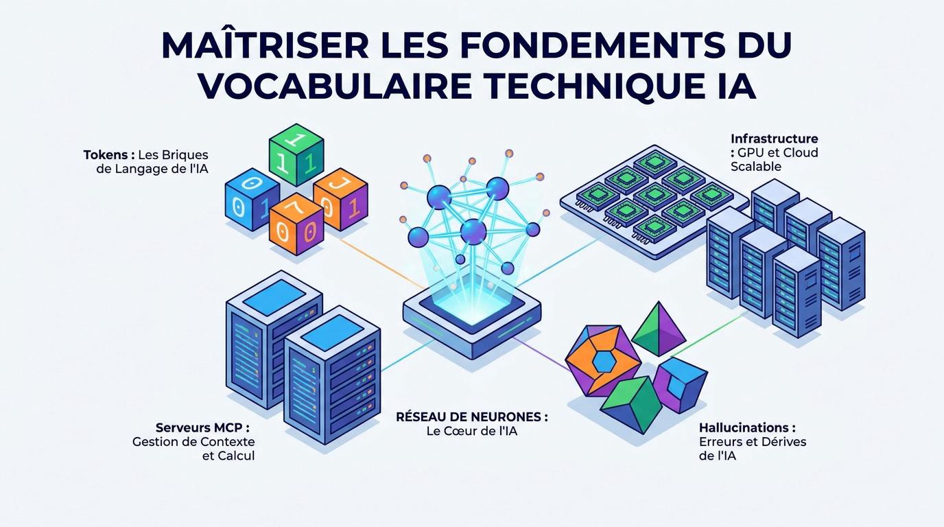 Schéma conceptuel des réseaux de neurones et du vocabulaire technique de l'intelligence artificielle